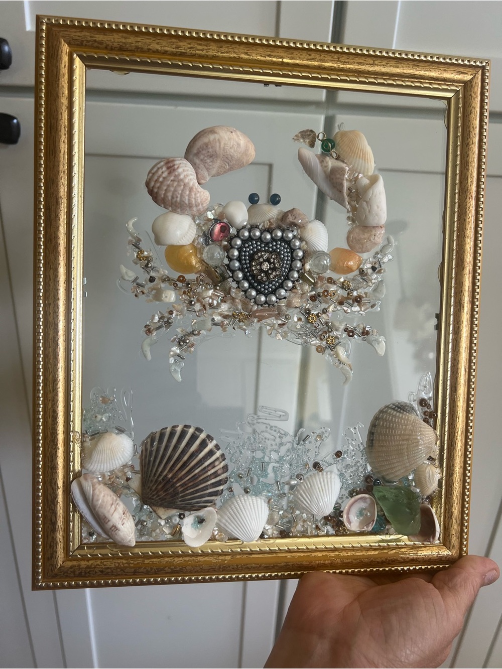 Seashell Crab Picture Frame Home Decor Accent Handmade